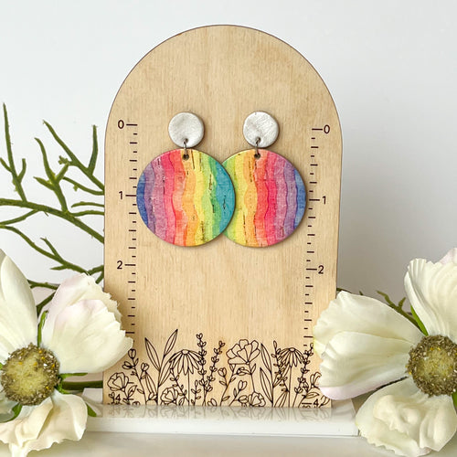 Rainbow Drop Circle Earrings