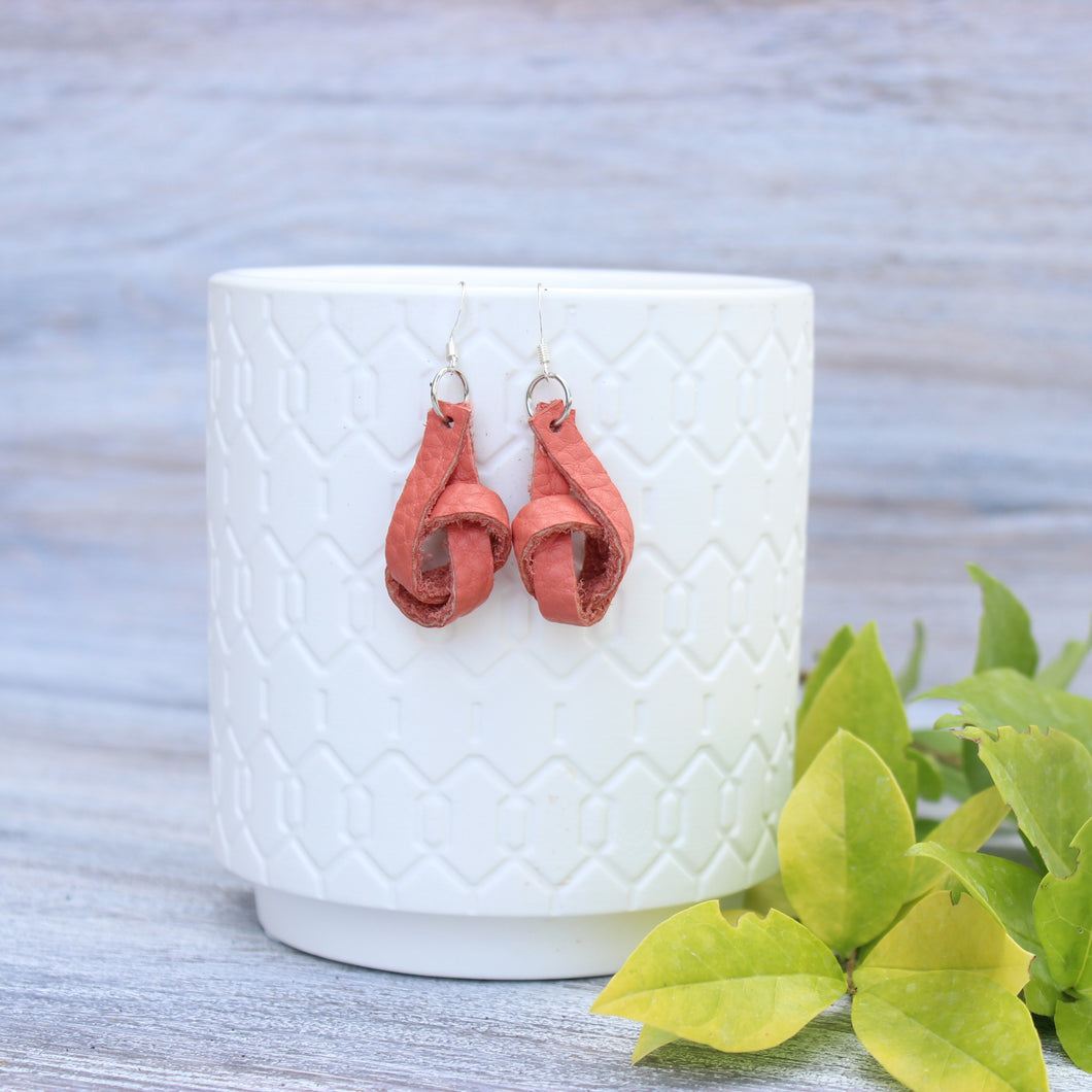 Coral Forget Me Knot Earrings