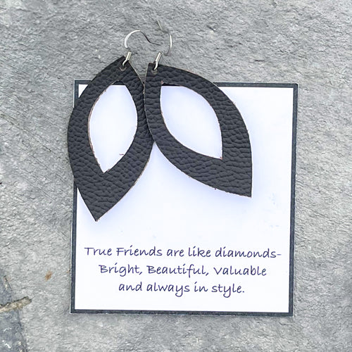 Leather Earrings on Friendship Card