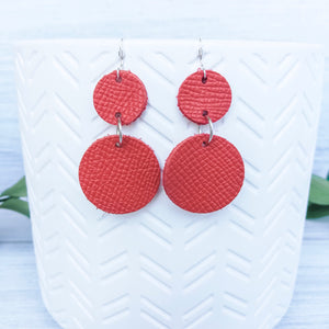 Tangerine Red Circle Earrings